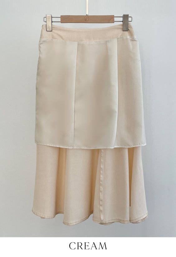 Jemu Satin Flare Midi Skirt