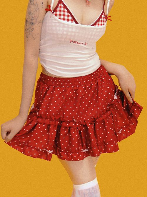 KUO(クーオ)の「morning dot frill skirt (2color/inner pants)(Skirts)」