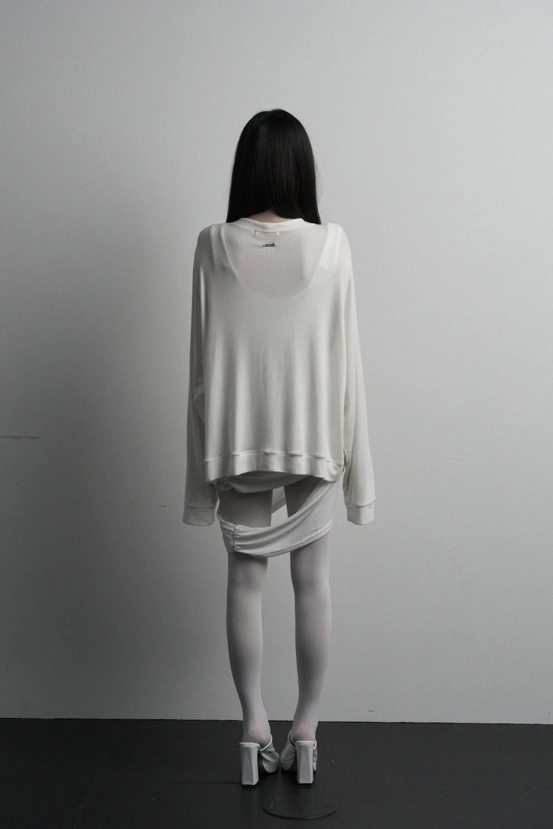 [label] wool rivet overfit open cardigan (ivory)