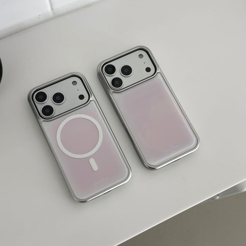 pink silver bumper case