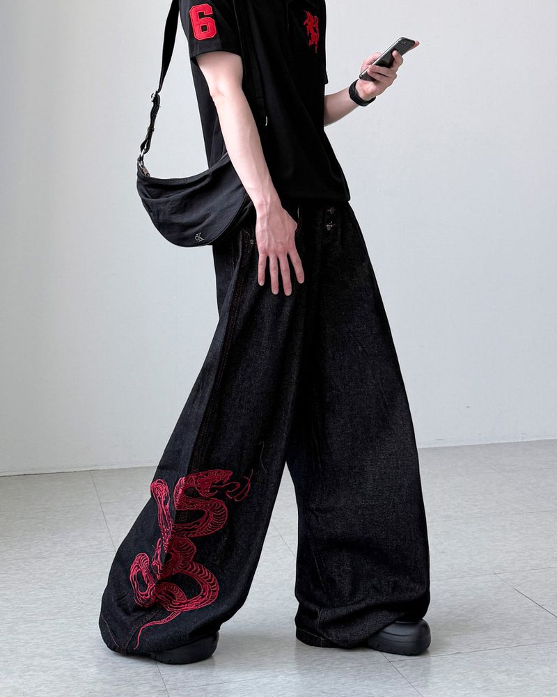 Serpent Black Wide Denim