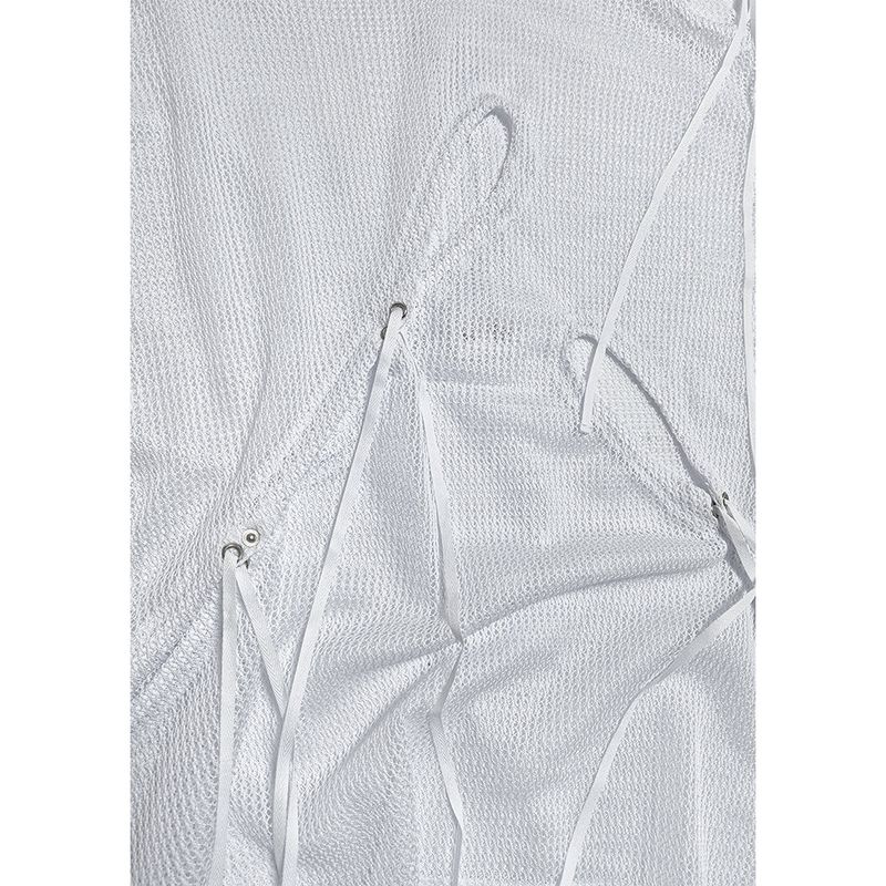 MULTIWAY MASH SHIRRING KNIT HOOD . WHITE