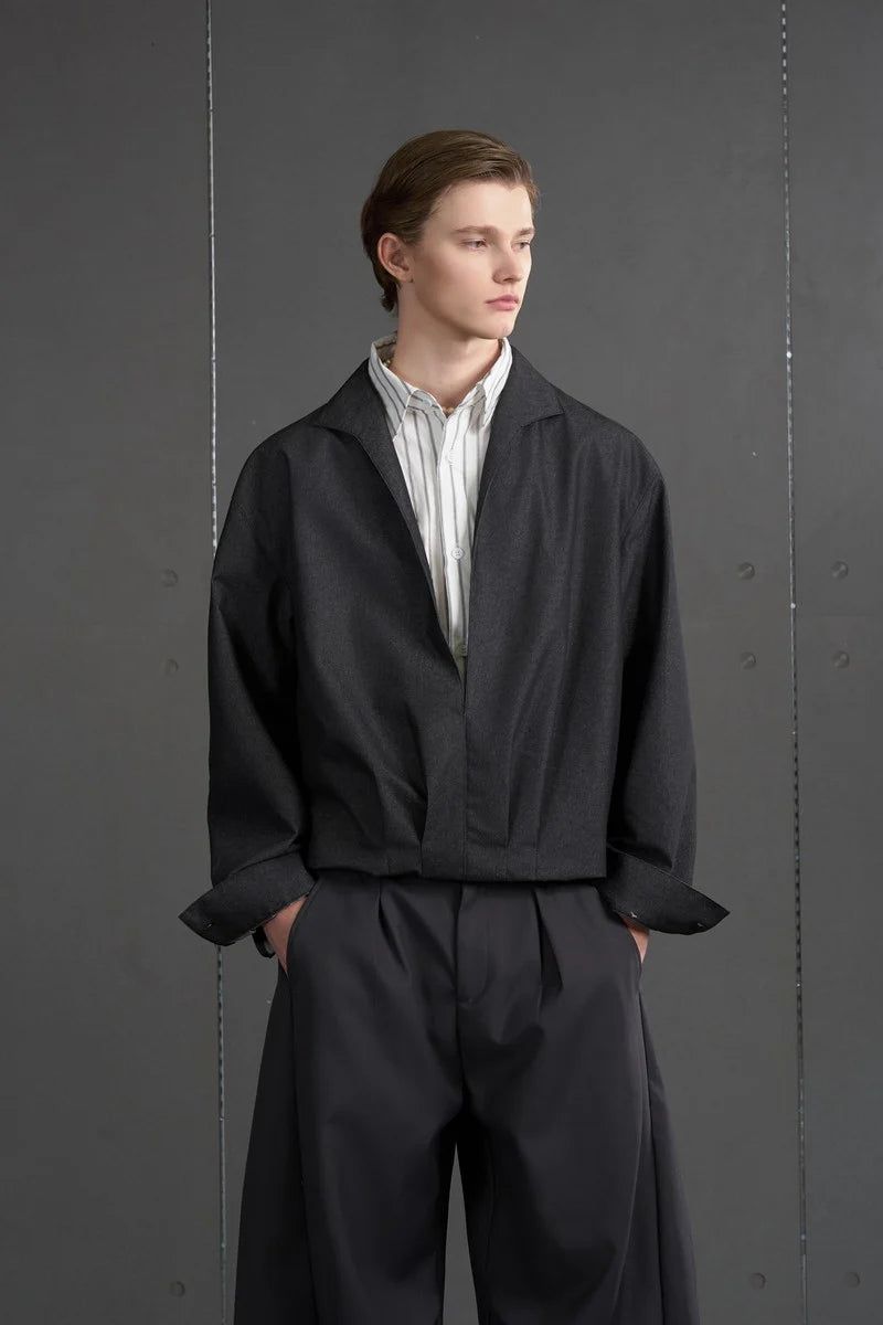 Argue Cultureの「Striped Denim Layered Cropped Jacket(Jackets/Outerwear)」