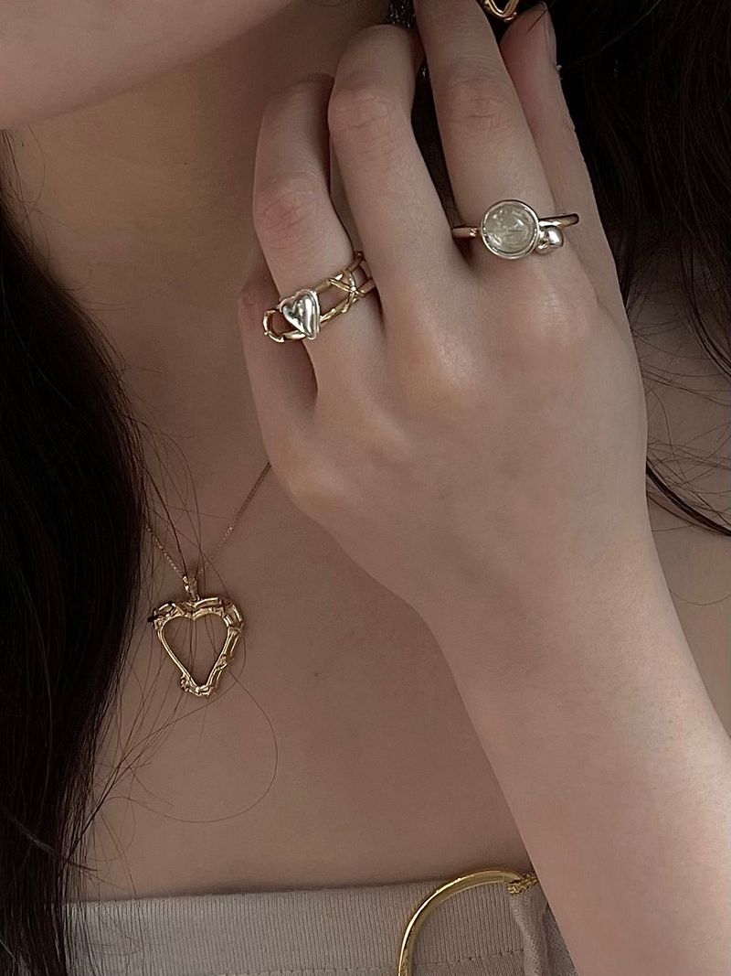 NOTE RING GOLD(silver+16K gold plated, rutilated quartz)