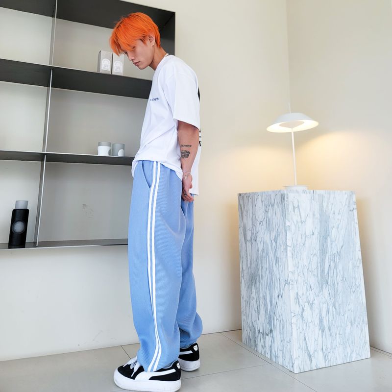 Waffle wide pants 4color
