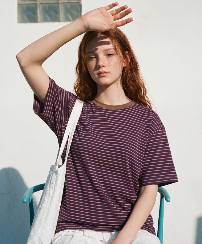 WV PROJECT(ダブリューブイ プロジェクト)の「26SS★ Georgette Cool Stripe Short Sleeve T-shirt(Tops)」