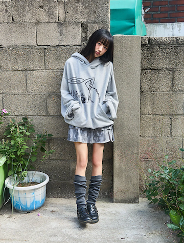 CAT GIRL HOODIE - GRAY