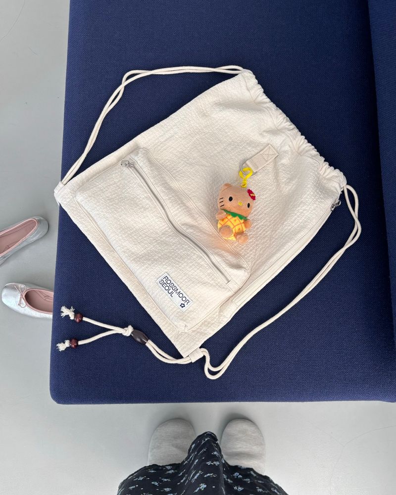 Quilted cotton string backpack_ivory