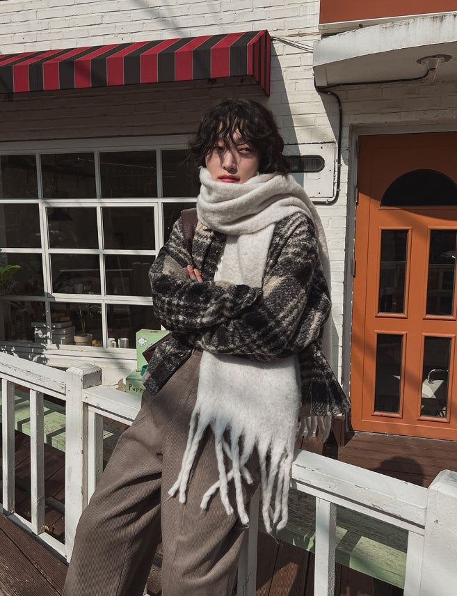Bronte wool checked crop jacket