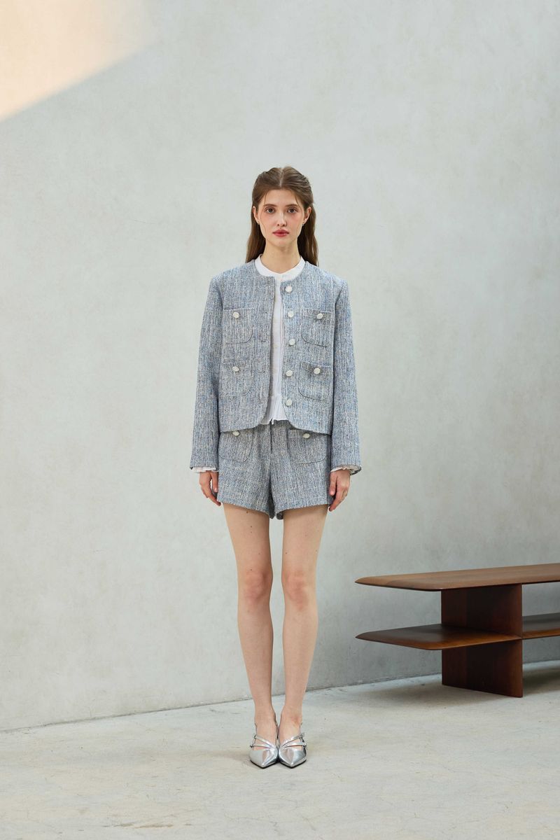 CHERISH TWEED SHORTS PANTS / SKY BLUE