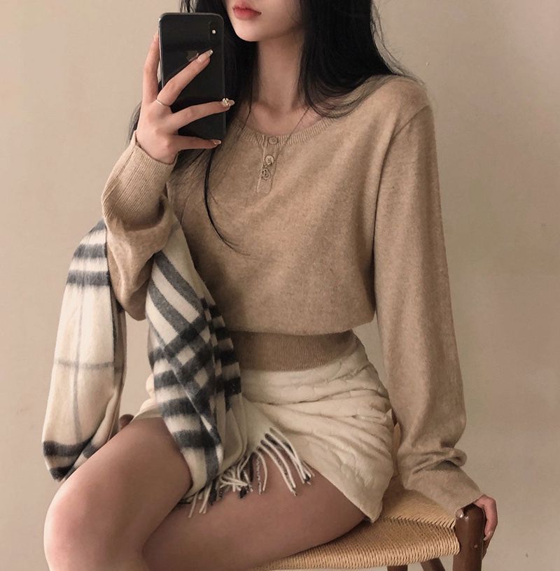 BEIDELLI（ベイデリー）の「[BELLIDE MADE] ソフトボタンロングスリーブニットウェア（トップス）」