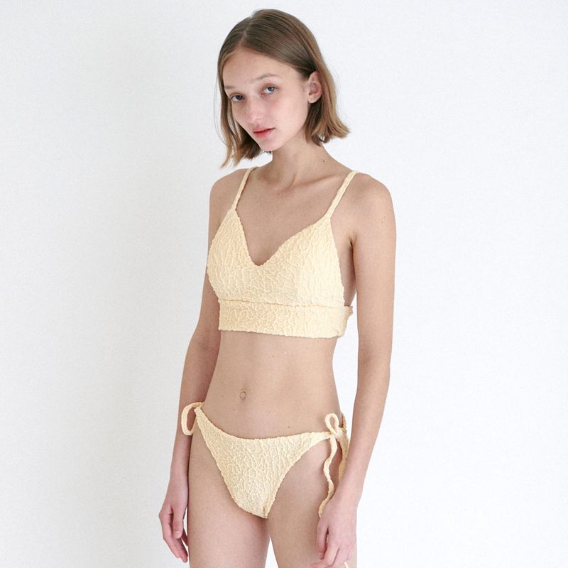 STRING SHIRRING BIKINI SET / BUTTER