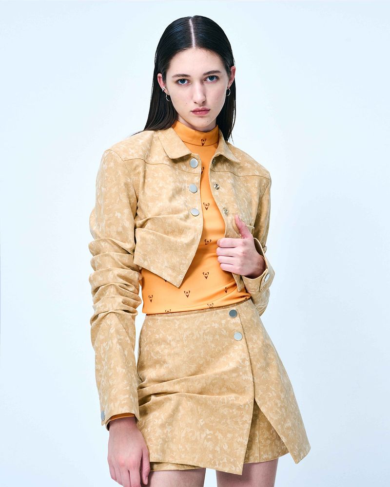 DOZI - Suede Mini Wrap Skirt _ Camel