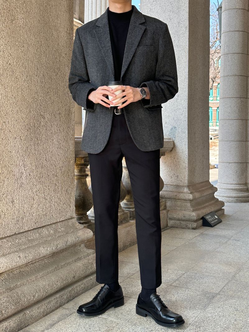 LMN Herringbone Wool Blazer (2 colors)