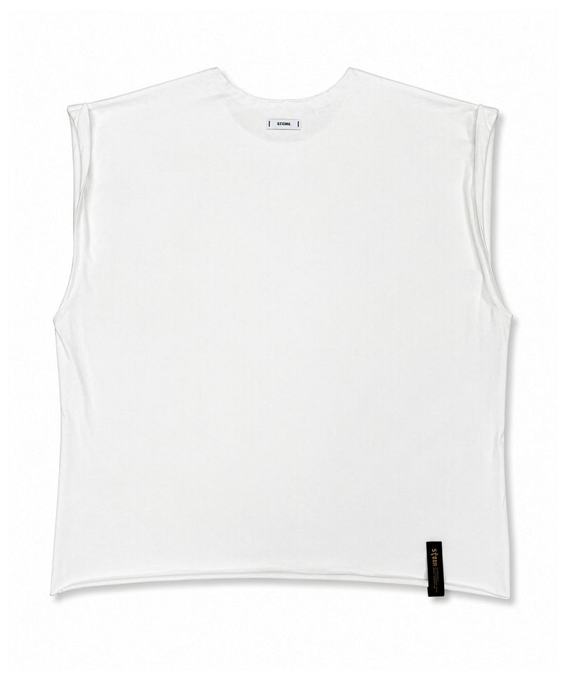 RAW-CUT WASHED SLEEVELESS WHITE