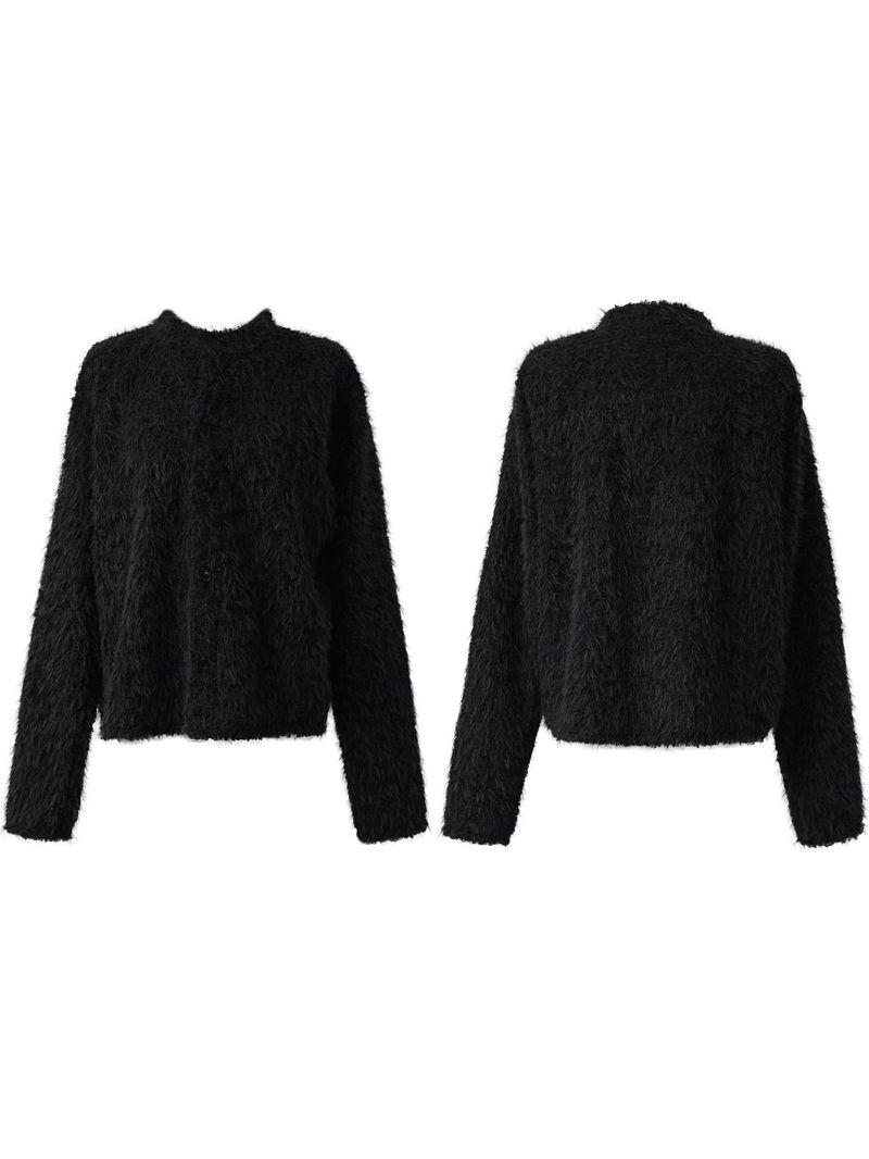 fuzzy airy round knit cardigan (2color)