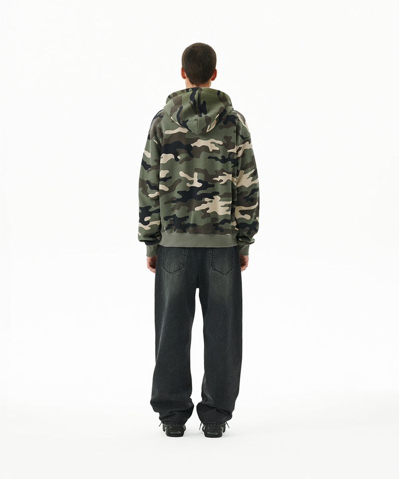 CAMO APPLIQUE ZIP UP HOODIE