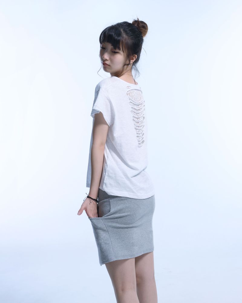Grunge Claw Leopard Eyelet Tee - White