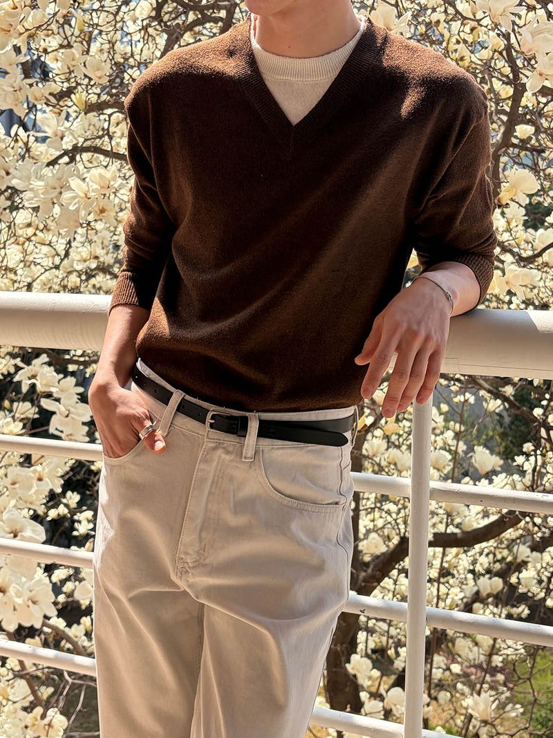 LAURANT（ロラン）の「Layered crop v neck knit(4color)（Tops）」