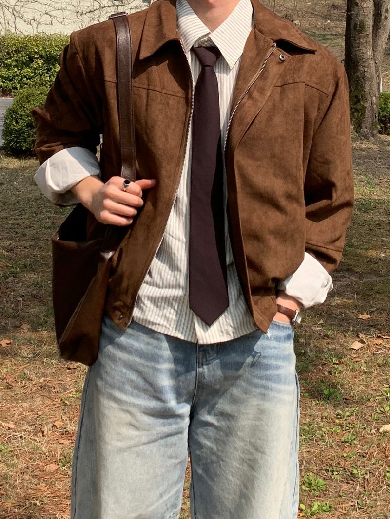 Hermo Paneled Suede Crop Jacket