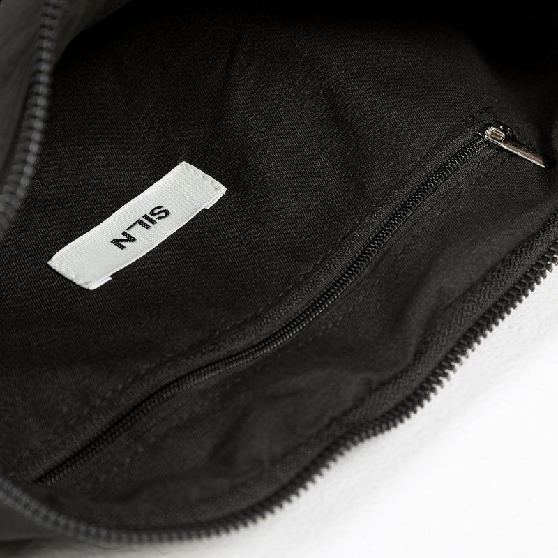Shirring nylon shoulder bag (BLACK)