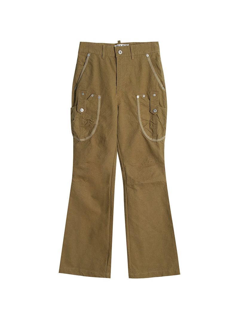 WASHED CARGO BOOTCUT PANTS / KHAKI
