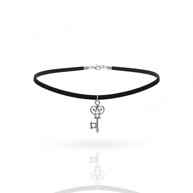 [IVE Wonyoung Necklace] Silver Heart Key Choker Necklace