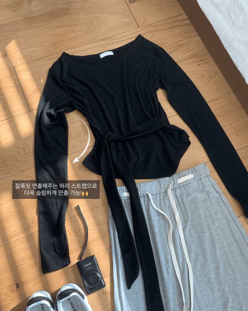 GUSTA（グスタ）の「Kind Wrap Unbalanced Round Long Sleeve T-shirt（Tops）」