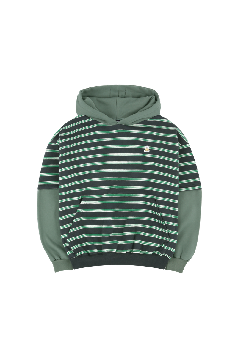 Stripe layered overfit hoodie