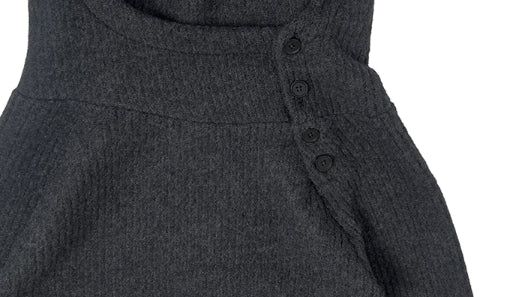 [Fleece/Sleeves Button] Rambo Brushed High Neck Ribbed Button Hood Knit