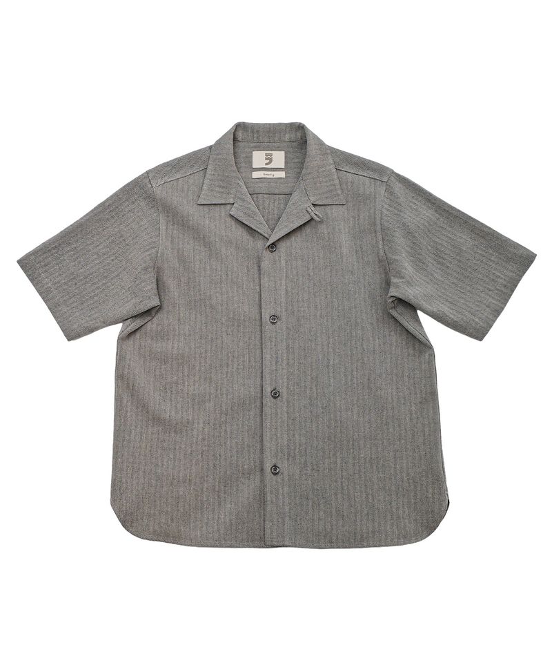 A NOTHING（アナッシング）の「HERRINGBONE LINEN TAILORED 1/2 SHIRT (Black)（Tops）」