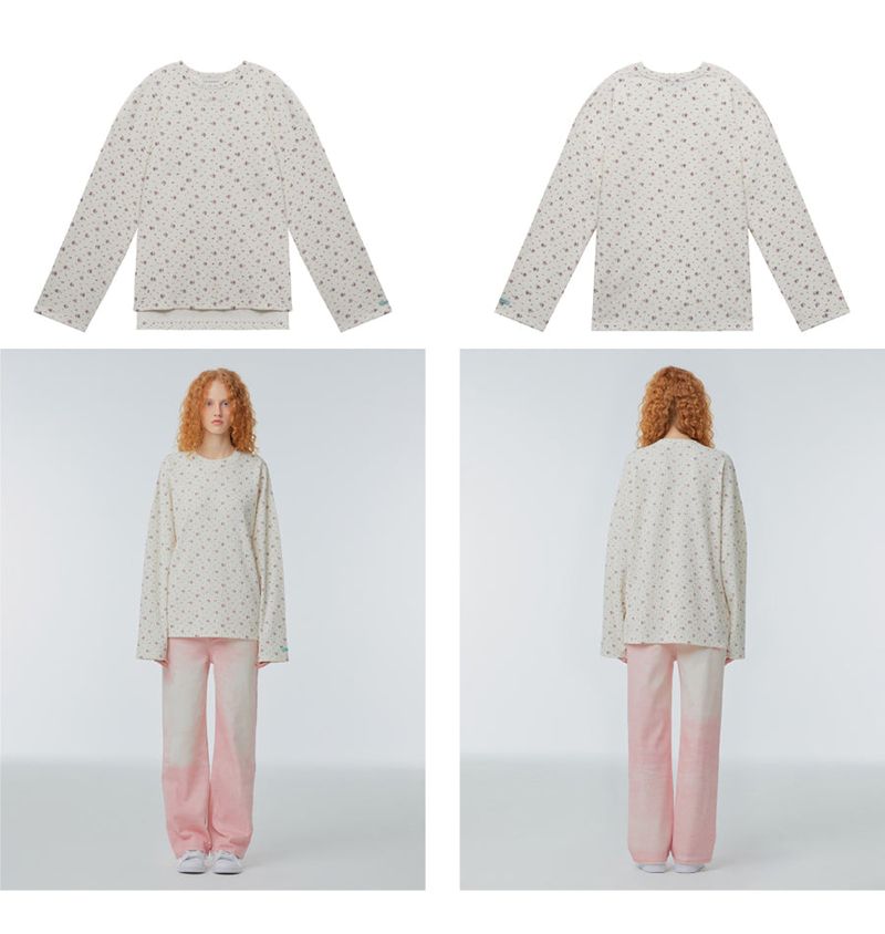 Floral-print long-sleeved