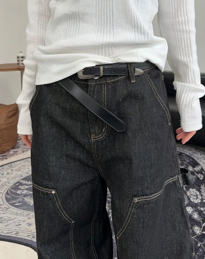 Defen Carpenter Wide Denim Pants