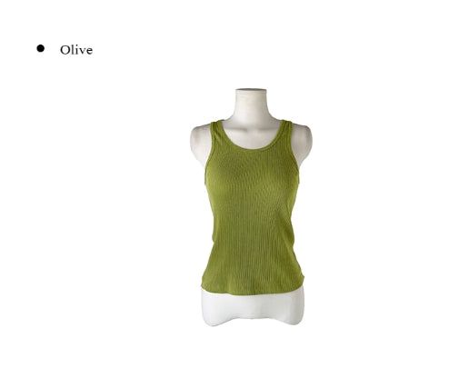 Prim Ribbed Round Sleeveless
