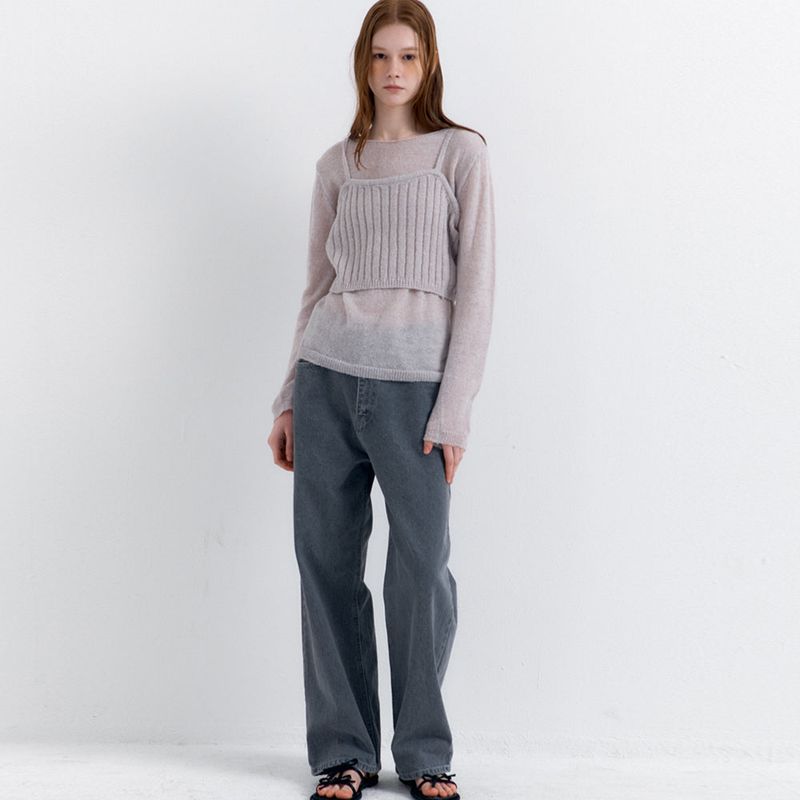 Bustier Knit Set Gray