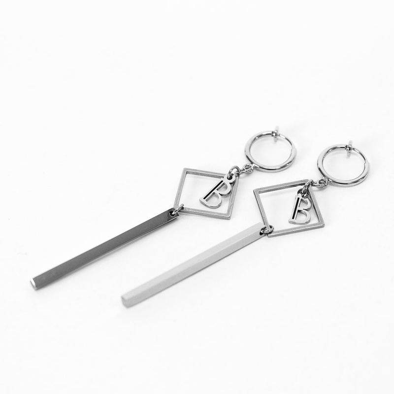 Men's Stick Earrings Surgical Steel_CLEF SQUARE STICK EAR