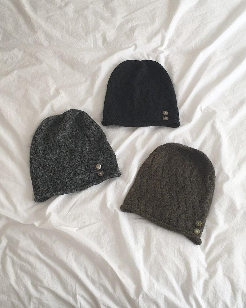 Uon Button Knit Wool Beanie