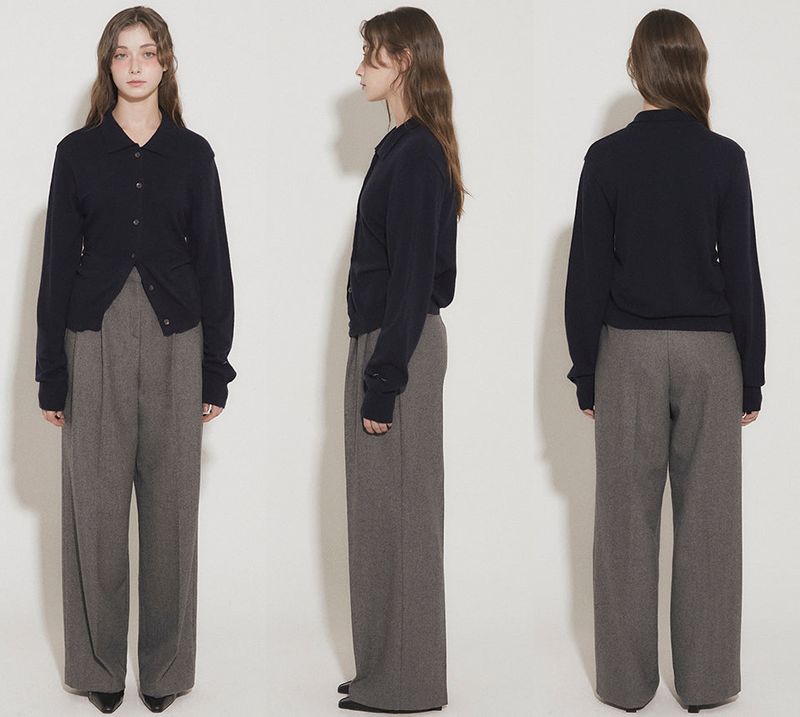 CASHMERE COLLARED CARDIGAN [NAVY]