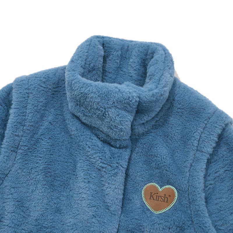 POCKET POINT 2 WAY CROP FUR JACKET [BLUE]