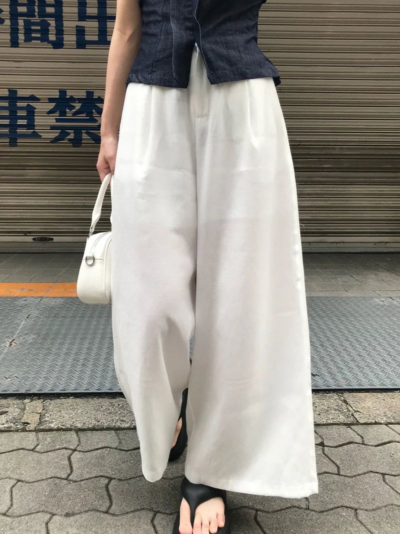 Mille Back Banding Wide Pintuck Long Pants