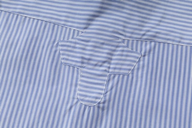 SIGNATURE BACK PATCH HAND-STITCHED CROSS PATCH POCKET STRIPED SHIRT