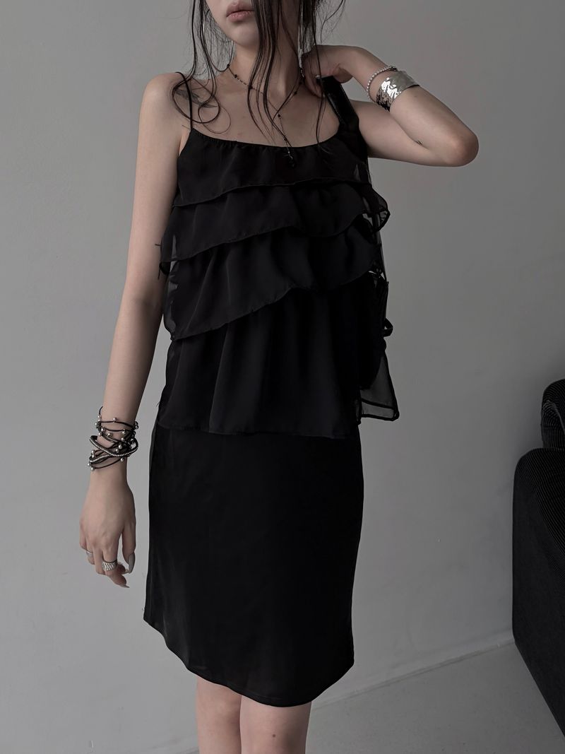 ruffle sheer bustier blouse (2color)