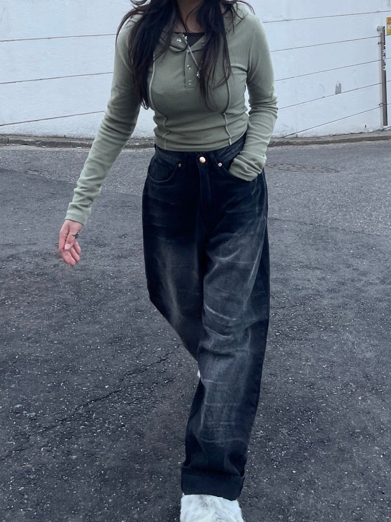 Button Slit Slim Hoodie