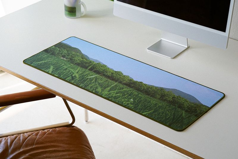 green grass desk mat
