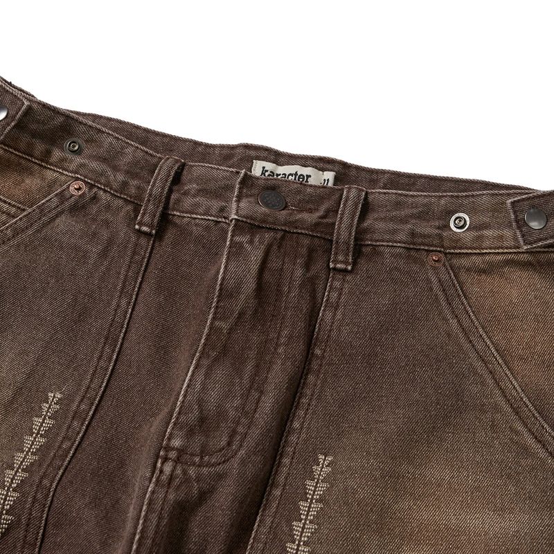 Double knee denim work pants / Brown