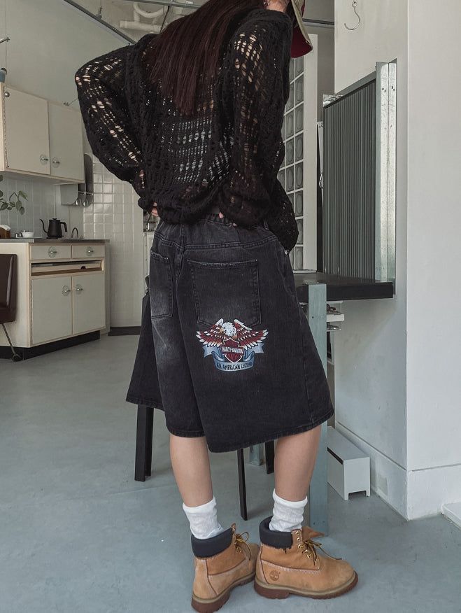 Harley Digital Printed Bermuda Denim Pants