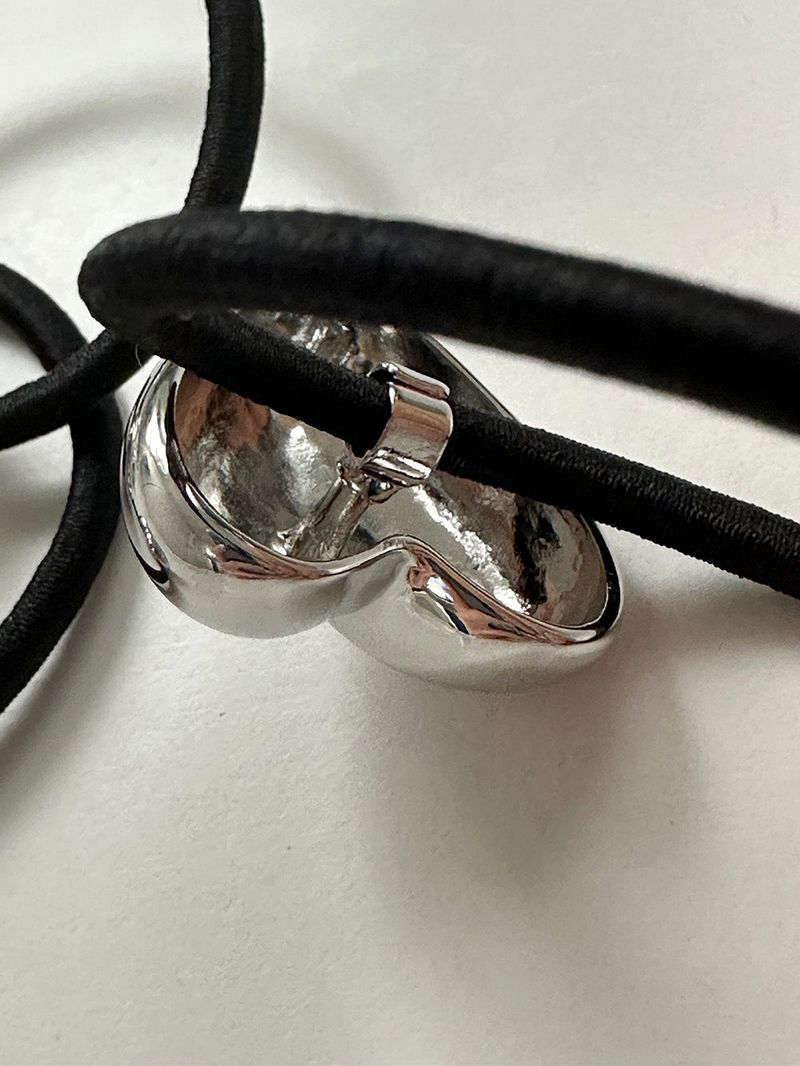 Silver heart hair tie