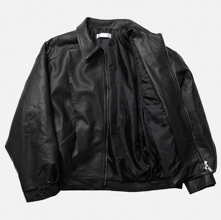 Onta cut leather bomber jacket