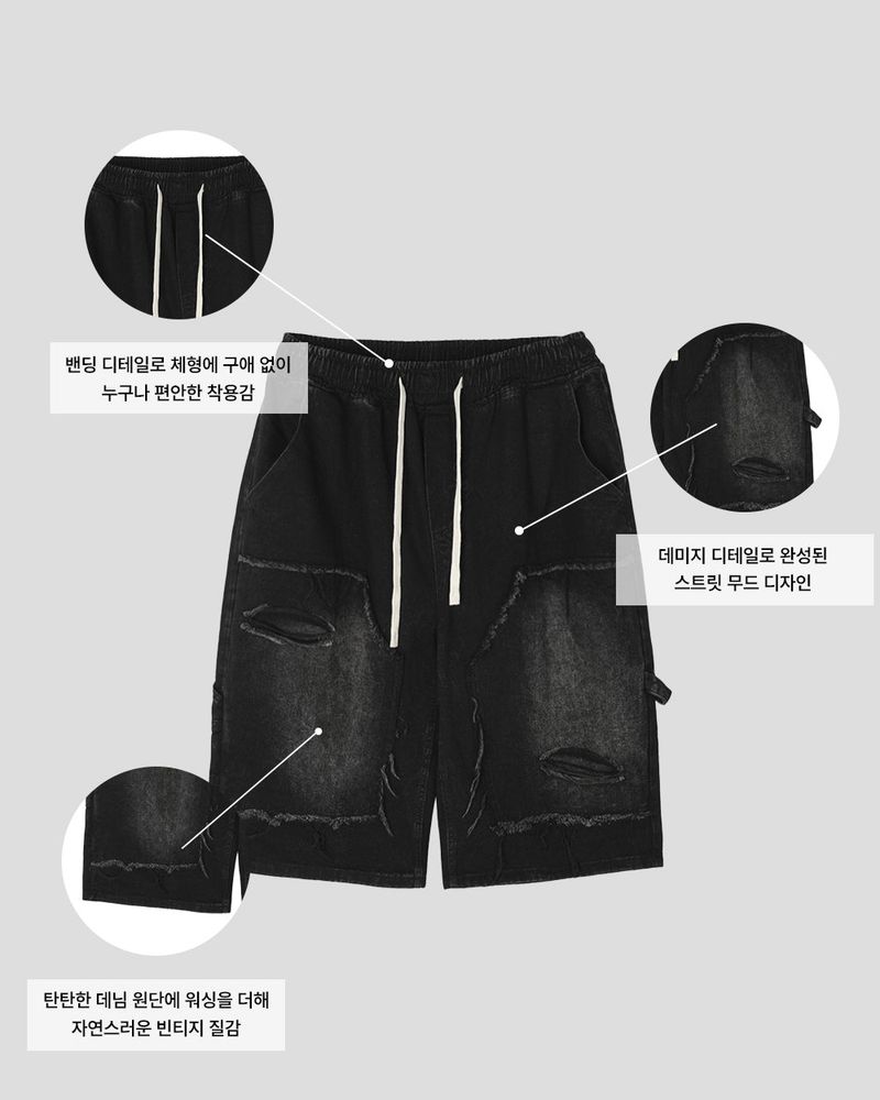 Rick Distressed Bermuda Denim Pants