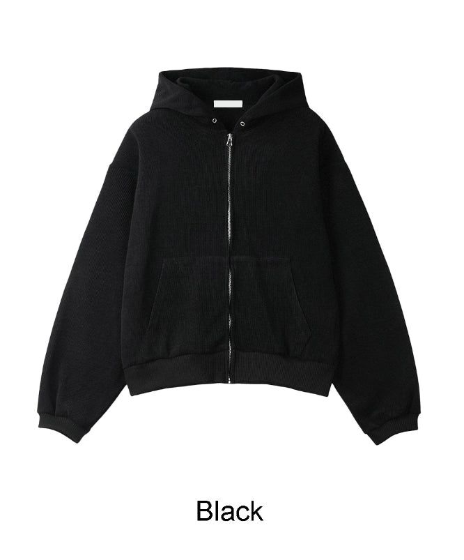 Lube Ribbed Crop Hood Zip-Up
